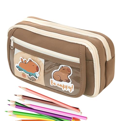 Yhsioaklo Panda-Stiftemäppchen, Federmäppchen mit großer Kapazität, niedliches Capybara-Bleistift-Organizer-Etui, niedliches Federmäppchen mit Reißverschluss für Schule, Arbeit oder, coffee, Se von Yhsioaklo