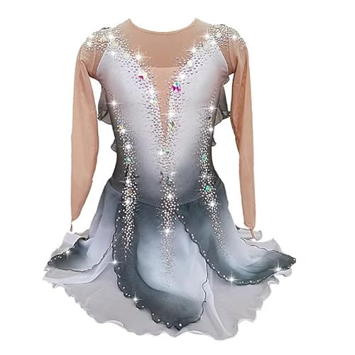 Yhwacyznm A,7 Years, Eiskunstlauf Kleid Für Damen Netztüll Gymnastikanzug Leistung Rock Professioneller Wettkampf Winter Sport Farbverlauf Tanz Outfit von Yhwacyznm