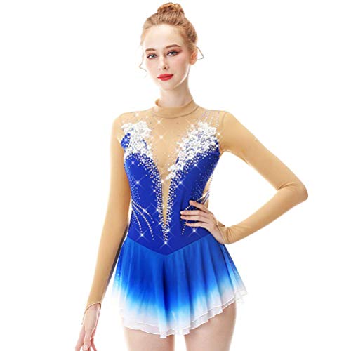 Yhwacyznm A,9 Years, Eislaufkleid Luxus Langarm Ballett Tanzrock Winter Sport Wettbewerb Gymnastik Leotard Übung Kostüme Handgefertigte Spandex Figuren Skating Kleider von Yhwacyznm