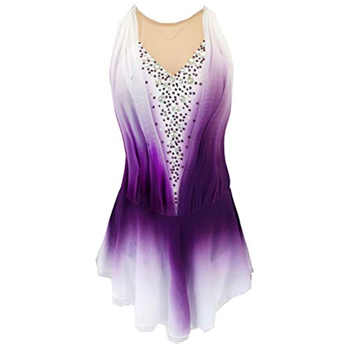 Yhwacyznm A,S, Mädchen Eiskunstlauf Kleid Halo Färbung Rhythmische Gymnastik Trikots Wettkampf Rock Damen Slim Fit Wintersport Ballett Leistung Bekleidung von Yhwacyznm