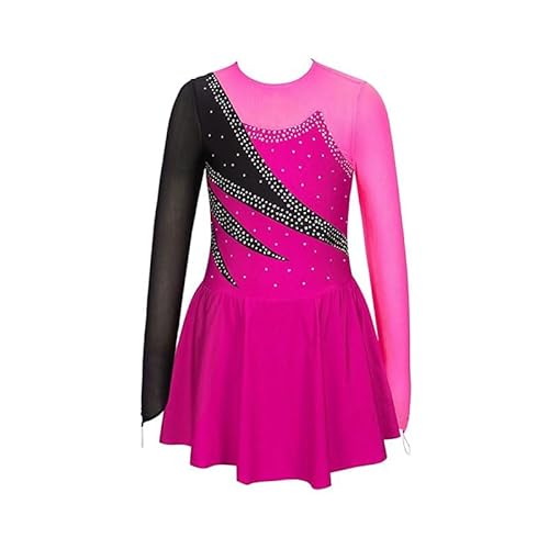 Yhwacyznm B,13 Years, Mädchen Eiskunstlauf Kleid Damen Rundhals Ballett Tanz Leistung Rock Wintersport Rhythmische Gymnastik Trikots Mit Glänzenden Strass von Yhwacyznm