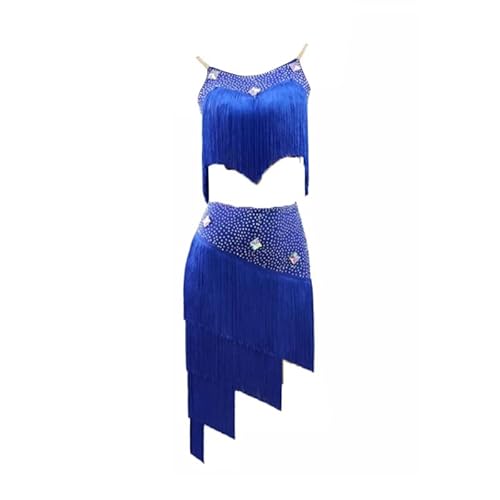 Yhwacyznm Damen Lateinische Tanz Kleider Flapper Randbereich Tango Modern Leistung Kleidung Hosenträger Ballsaal Tanz Outfit Strass Wettbewerb Rock Für Samba,B,S von Yhwacyznm