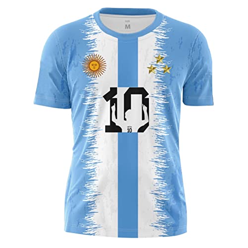 YiLianDa Argentinien Meister Katar Fußball Weltmeisterschaft Erinnerung T-Shirt Rundhals Kurzarm Fanshirt Casual Sport Atmungsaktiv Trikots Fussballshirts Herren und Damen 4# XXL von YiLianDa