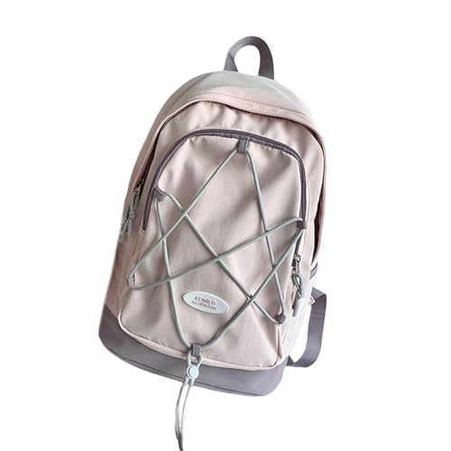 Mehrzweck Laptop Rucksack Mit Großem Fassungsvermögen Kordelzug Und Bungee Cord Verstellbarem Riemen Schultasche Preppy Tagesrucksack von YiQinzcxg