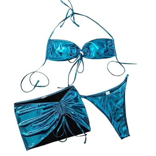 YiQinzcxg Frauen 3 Stück Bademode Highs Cut Badeanzug Halfter Schwimmen Anzug Einfarbig Split Badeanzug Für Beachwears von YiQinzcxg