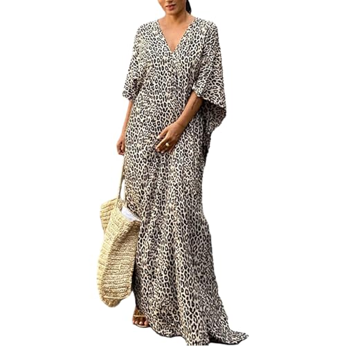 YiQinzcxg Strand Up Mit Leopardenmuster Für Damen Lockeres Strandkleid Mit V Ausschnitt Badeanzug Up Lockere Bikinis Strandmode von YiQinzcxg