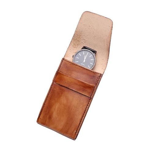 YiQinzcxg Uhrentasche aus echtem Leder, Rindsleder, für Reisen, tragbar, Schmuckzubehör, Aufbewahrungsbox, modischer Uhren-Organizer von YiQinzcxg