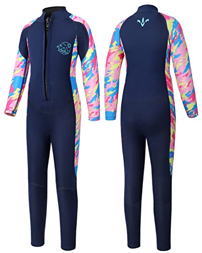 Yikayin Neoprenanzug Kinder Lang, 2.5mm Neopren Taucheranzug für Jungen Mädchen, UPF50+ Sonnenschutz Surfanzug mit Frontreißverschluss zum Tauchen, Surfen, Schwimmen von Yikayin