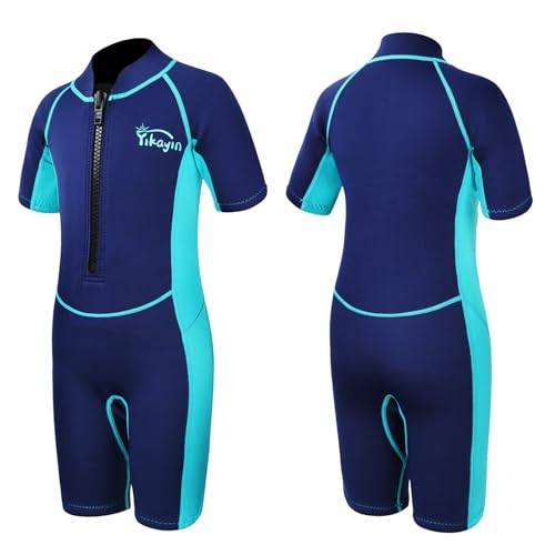 Yikayin Neoprenanzug Kinder Kurz, 2mm Premium CR Nassanzug Shorty Jungen Mädchen, Thermo UV Neopren Schwimmanzug Frontreißverschluss zum Schwimmkurs, Tauchen, Surfen, Schnorcheln, SUP - Blau S Yikayin Neoprenanzug Kinder Kurz, 2mm Premium CR Nassanzug Shorty Jungen Mädchen, Thermo UV Neopren Schwimmanzug Frontreißverschluss zum Schwimmkurs, Tauchen, Surfen, Schnorcheln, SUP - Blau S von Yikayin