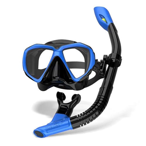 Schwimmbrille Erwachsene, Schnorchel und Anti-Fog Taucherbrille, Professionelle Schnorchelausrüstung für Erwachsene Kinder -Blue||1 Size von Yinova