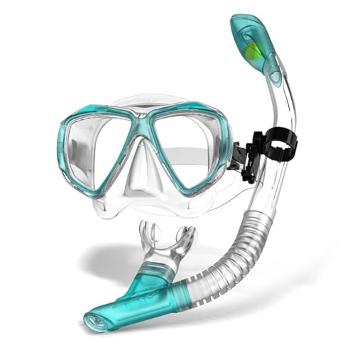 Schwimmbrille Erwachsene, Schnorchel und Anti-Fog Taucherbrille, Professionelle Schnorchelausrüstung für Erwachsene Kinder -Green||1 Size von Yinova