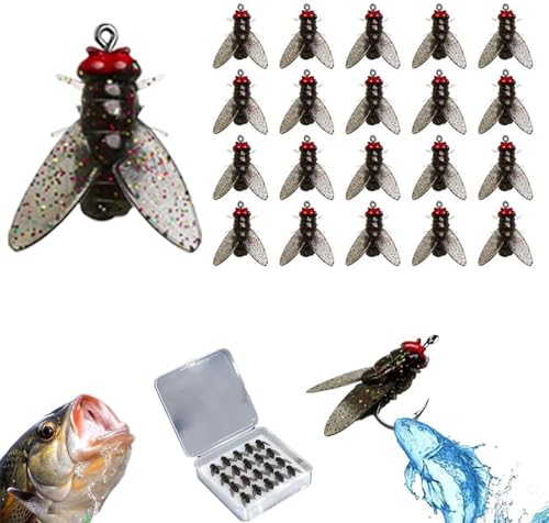 Bionische Fliegenfischköder, Köder zum Angeln, 2024, Forellenjigs, Schwimmköder, Trockenfliegen, Barsch, Fliegenfischköder-Set, bunt, kleiner Fliegenhaken, Fliegenfischköder für Salzwasser- und von Yiokii