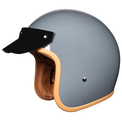 Yirunfa Halbschale Jethelm, Moped Scooter Offenem Helm, ECE-Zertifiziert Retro Motorrad Halbhelme, für Bike Cruiser Chopper, Leichter, atmungsaktiver, für Herren und Damen, M~XXL von Yirunfa