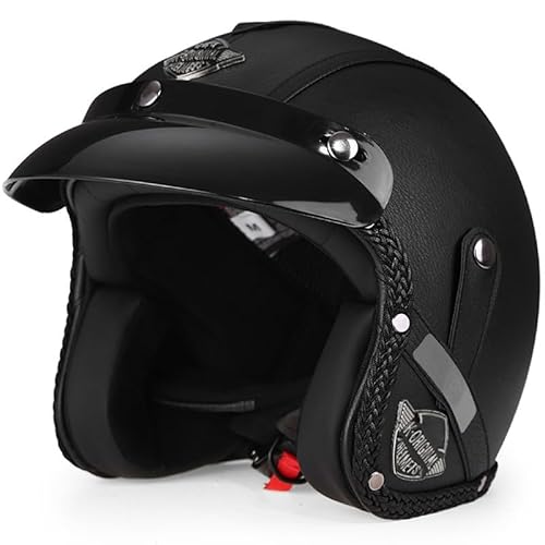 Yirunfa Moped Helm mit ECE/DOT-Zertifizierung, Retro Helm, Rollerhelm Cruiser Chopper Skateboardhelm, Antikollisionshelm Motorradhelm mit Visier, für Damen und Herren Erwachsene, M~XXL von Yirunfa