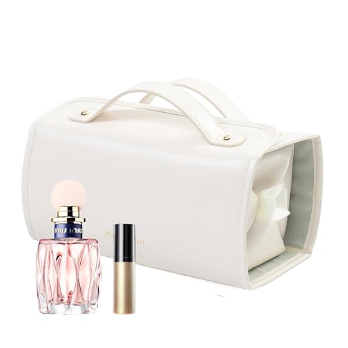 Yiurse Make-up-Tasche mit Fächern, aufrollbare, faltbare Kosmetiktasche mit herausnehmbaren transparenten Multi-Fächern, wasserdichtes PU-Leder, tragbarer Make-up-Organizer für Nagellack, Haarbürste, von Yiurse