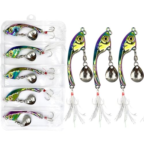 Yixinly 5 Stück Jig Spinner Set 15g in Köderbox, Angeln Metall Löffel Köder Spinner Bleikopfspinner für Barsch Hecht Zander Döbel, Angelgeschenke für Männer, Angelköder für Süß- und Salzwasser Yixinly 5 Stück Jig Spinner Set 15g in Köderbox, Angeln Metall Löffel Köder Spinner Bleikopfspinner für Barsch Hecht Zander Döbel, Angelgeschenke für Männer, Angelköder für Süß- und Salzwasser von Yixinly