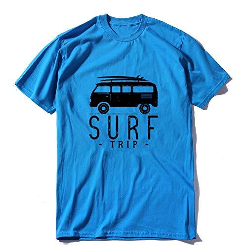 YjDyJJ Kurzarm T-Shirt Hip Hop Surf Mode Lose Männer T-Shirt Trip Sommer Lässig Kurzarm Männlich O-Ausschnitt T-Shirt Party T-Shirts Cool Print Blau von YjDyJJ