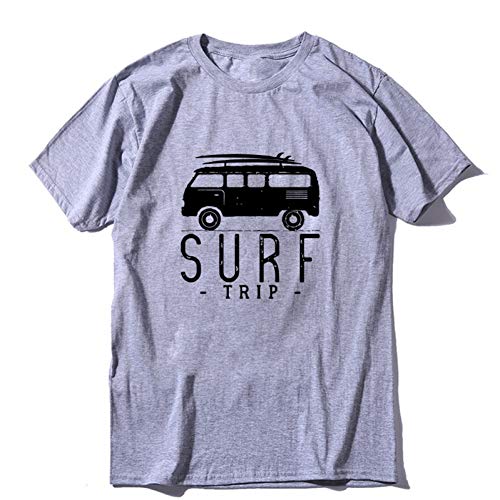 YjDyJJ Kurzarm T-Shirt Männer T-Shirt Hip Hop Surf Trip Sommer Loose Casual Kurzarm Cool Mens Männlich Männlich O-Neck T-Shirt Party T-Shirts Cool Light Grey von YjDyJJ