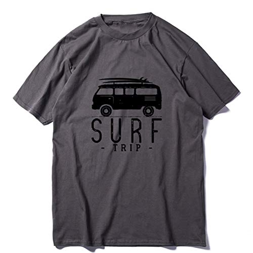 YjDyJJ Kurzarm T-Shirt Mode Loose Men T-Shirt Hip Hop Surf Trip Sommer Casual Kurzarm Männlich O-Neck T-Shirt Party T-Shirts Cool Dark Grey von YjDyJJ