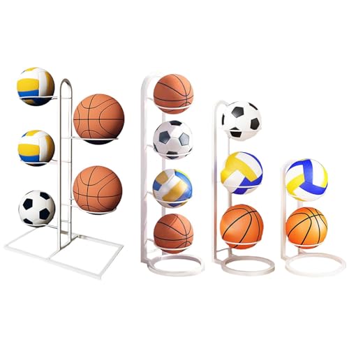 2/3/4/5 Etagen Ball Aufbewahrungsregal - 1/4/8 Stück Metall Fußball Präsentationsständer | Mehrschichtiger Basketballhalter | Aufbewahrungsregal Für Eisenkugeln | Abnehmbarer Würfelball Organizer von Ylnailky