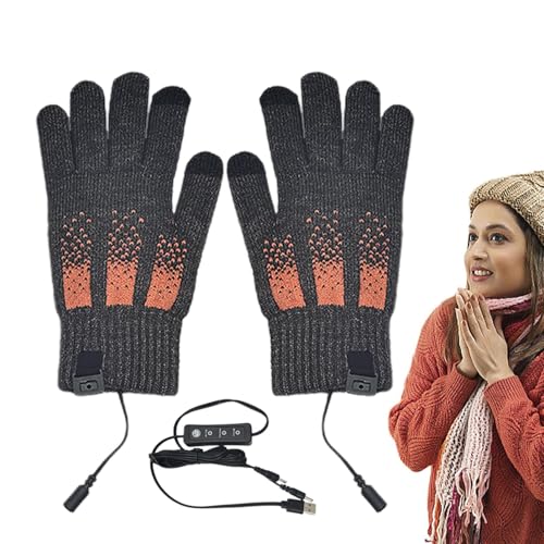 Ylnailky Elektrische Handschuhe – USB Winter Warme Fahrradhandschuhe | Abnehmbare Touchscreen-Handschuhe für kaltes Wetter 3 Stufen beheizte Snowboardhandschuhe für Outdoor-Radfahren von Ylnailky