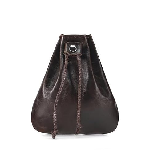 Kleine Münze Geldbörse für Männer Frauen, echtes Leder Tasche Organizer Change Halter mit Kordelzug, echtes Rindsleder Geldbörse Kaffee von YlobdolY