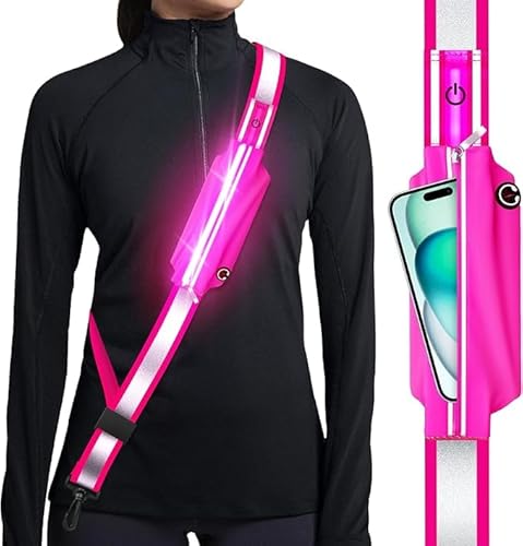Leuchtband Joggen mit Reflektor Gürtel,LED Reflektorband USB Typ C Aufladbar Lauflicht mit Reflektoren Licht für Jogger Laufen Fahrrad Hundewandern Outdoor Sports für Männer, Frauen und Kinder (rosa) Leuchtband Joggen mit Reflektor Gürtel,LED Reflektorband USB Typ C Aufladbar Lauflicht mit Reflektoren Licht für Jogger Laufen Fahrrad Hundewandern Outdoor Sports für Männer, Frauen und Kinder (rosa) von Ylzzrs