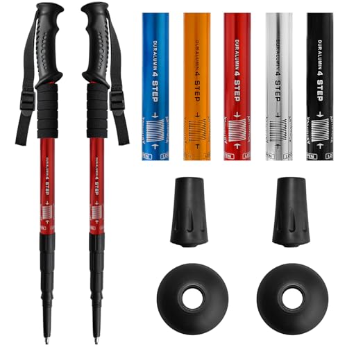 Ynaice Walking Stöcke, 2 Pack Teleskop Wanderstöcke Aluminium Ultraleicht Trekkingstöcke für Damen Kinder Herren Wanderstock Verstellbar 110cm-rot Ynaice Walking Stöcke, 2 Pack Teleskop Wanderstöcke Aluminium Ultraleicht Trekkingstöcke für Damen Kinder Herren Wanderstock Verstellbar 110cm-rot von Ynaice