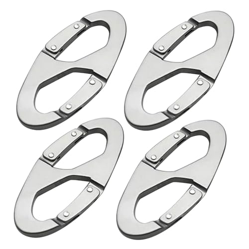 Robuste Karabinerhaken, Karabiner aus Aluminiumlegierung | 4 Stück Doppelclip-Haken Diebstahlsichere Reißverschluss-Clips,Leichter Schnellverschluss-Karabiner-Schlüsselanhänger mit Ringschlaufe für Ou von Ynnhik