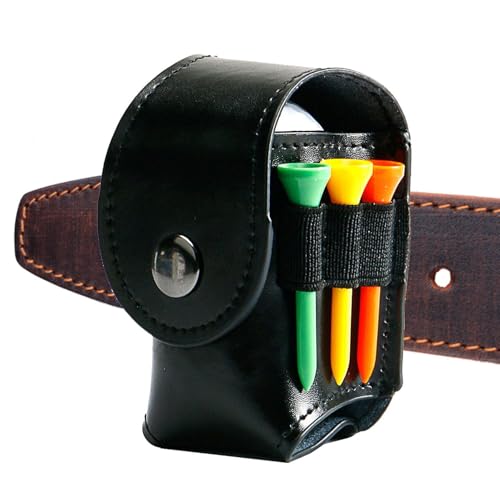 Ynnhik Golfballtasche - Golfballtasche aus Leder, Gürtel Taille Tee Halter | Tee Holder Divot Tool Carrier für hält 2 Bälle und 3 Golf Tees 1 Golf Divot von Ynnhik