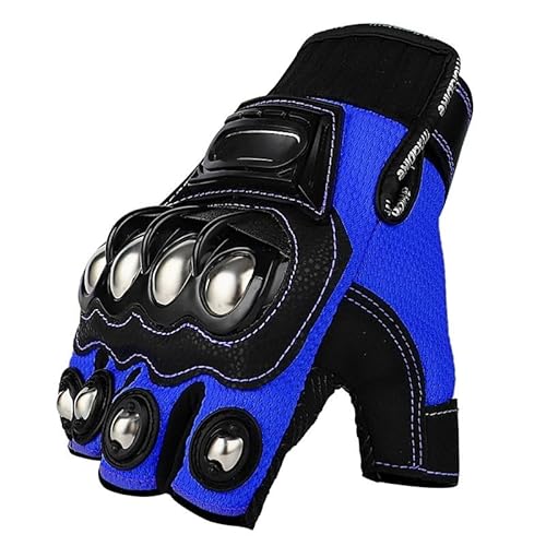 Motorradhandschuhe Motobike Guantes Unisex Männer Frauen Motorrad Sommer Atmungsaktive Reiten Schutzausrüstung Halbfinger Sporting Biker Handschuh Motorrad Handschuhe(Blue Half,M) von YoGaes