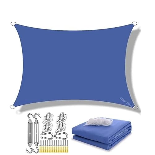 Sonnensegel 5X4m Wasserdicht Große Sonnenschutz Sonnenschirm Schutz Outdoor Baldachin Garten Terrasse Pool Sonnensegel Markise Camping Schatten Sonnensegel Wasserdicht(Royal blue Set,300x700cm) von YoGaes