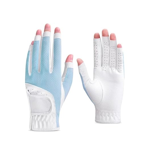 YoGaes Golfhandschuhe 1 paar Frauen Golf Handschuhe Atmungsaktive Mesh Sonnenschutz Finger Abdeckung Linke Und Rechte Hand Golfhandschuhe Damen(White blue,20) von YoGaes