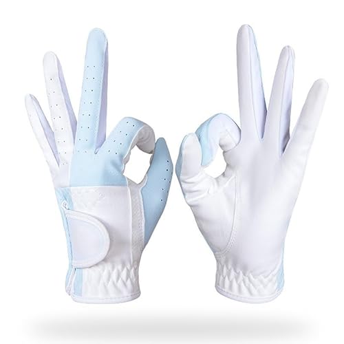 YoGaes Golfhandschuhe Damen Golf Tennis Handschuhe rutschfeste Atmungsaktive Mikrofaser Handschuhe Rosa Blau Mode Damen Ein Paar Handschuhe Golfhandschuhe Damen(Blue.,18) von YoGaes