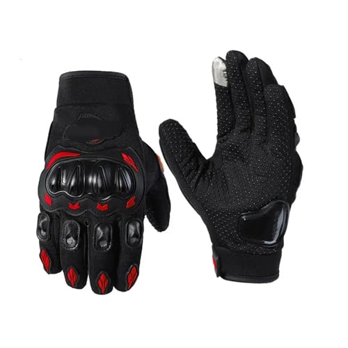 YoGaes Motorradhandschuhe 1 Paar Motorrad-Motocross-Handschuhe for Männer und Frauen, Touchscreen-Mountainbike-Handschuhe, rutschfeste Vollfinger-Sporthandschuhe Motorrad Handschuhe(Red,L) von YoGaes