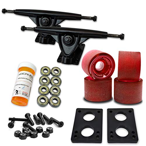 Yocaher Longboard Skateboard Trucks Combo Set 71mm Wheels + 7"/180mm Heavy Duty Aluminum Black Trucks, Bearing, Riser Pad, and Longboard Hardware Package Yocaher Longboard Skateboard Trucks Combo Set 71mm Wheels + 7"/180mm Heavy Duty Aluminum Black Trucks, Bearing, Riser Pad, and Longboard Hardware Package von Yocaher