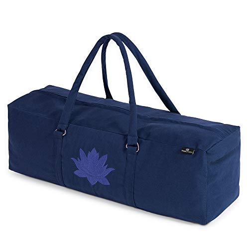 Yoga Studio YS/KitBag/SolidColours/NBlue Yoga Kit, 71 x 23 x 18 cm, Baumwolle Yogamatte Tasche mit Aufbewahrungstaschen, YKK Reißverschluss-Marineblau, 71cmx23x18cm von Yoga Studio