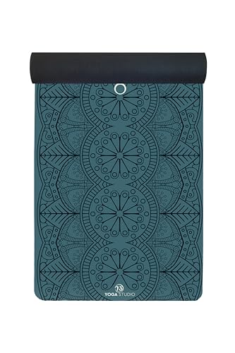 Yoga Studio Yogamatte aus veganem Wildleder, Mikrofaser, 183 x 61 cm, 4 mm, Naturkautschuk-Matte für Power-Yoga, Hot Yoga, silikonfreie Yogamatte (blaues Mandala) von Yoga Studio