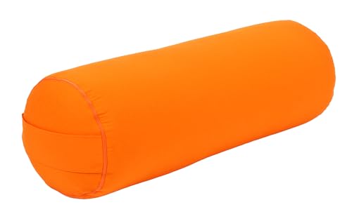 Yogabox Yogabolster aus regionaler Herstellung für Yin-Yoga, Ø22 cm, Yoga Rolle mit Buchweizenschalen, Waschbarer Bezug aus 100% Baumwolle, Yoga Bolster Rolle für Restorative Yoga, orange von Yogabox