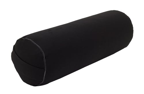 Yogabox Yogabolster aus regionaler Herstellung für Yin-Yoga, Ø22 cm, Yoga Rolle mit Buchweizenschalen, Waschbarer Bezug aus 100% Baumwolle, Yoga Bolster Rolle für Restorative Yoga, schwarz von Yogabox
