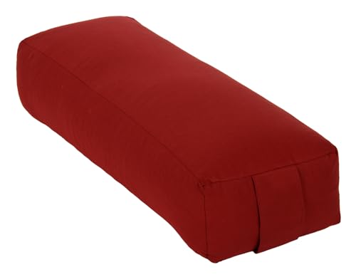 Yogabox Yoga Bolster Rechteckig, Waschbarer Bezug aus 100% Baumwolle, Yogarolle eckig mit Bio-Dinkelspeltzfüllung, Yogakissen groß für Restoratives Yoga, Maße: ca. 60 x 20 x 14 cm, Bordeaux von Yogabox