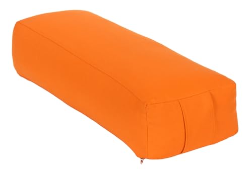 Yogabox Yoga Bolster Rechteckig, Waschbarer Bezug aus 100% Baumwolle, Yogarolle eckig mit Bio-Dinkelspeltzfüllung, Yogakissen groß für Restoratives Yoga, Maße: ca. 60 x 20 x 14 cm, orange von Yogabox