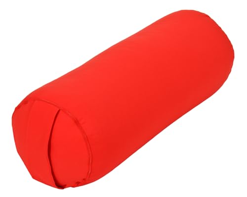 Yogabox Yogabolster aus regionaler Herstellung für Yin-Yoga, Ø22 cm, Yoga Rolle mit Buchweizenschalen, Waschbarer Bezug aus 100% Baumwolle, Yoga Bolster Rolle für Restorative Yoga, rot von Yogabox