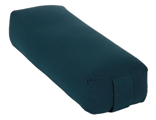 Yogabox Yoga Bolster Rechteckig, Waschbarer Bezug aus 100% Baumwolle, Yogarolle eckig mit Bio-Dinkelspeltzfüllung, Yogakissen groß für Restoratives Yoga, Maße: ca. 60 x 20 x 14 cm, Petrol von Yogabox