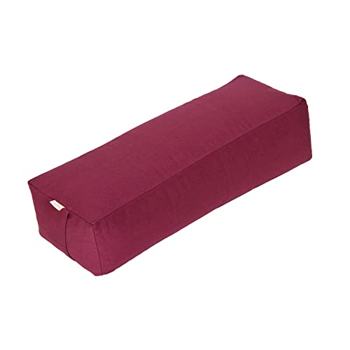 Yogabox Yoga Rechteckbolster Basic, Waschbarer Bezug aus 100% Baumwolle, Yogarolle eckig mit Buchweizenschalen befüllt, Yogakissen groß für Restoratives Yoga, Maße: ca. 60 x 20 x 14 cm, aubergine von Yogabox