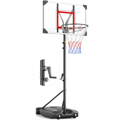 Basketballkorb Outdoor Schnelle Höhenverstellung 5.05-8.53 FT Basketballkörbe Mit Ständer Geeignet Für Kinder, Jugendliche, (Rot) von Yohood