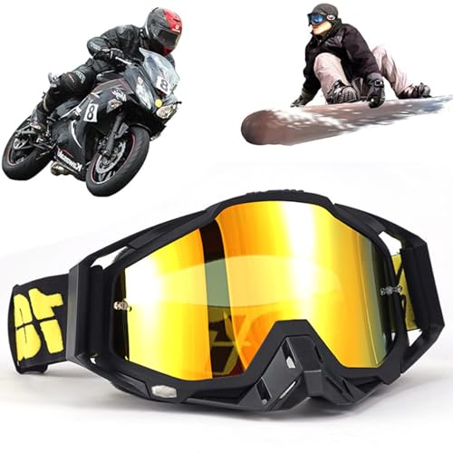 Motocross Brille, Winddichte Staubdichte Motocross-Brille, SkiBrille, Dirt Bike Crossbrille, Anti Fog UV Skibrille, Off Road Racing Fahrbrille, für Radfahren, Langlaufrennen, ATV, UTV, Schwarz/Gelb Motocross Brille, Winddichte Staubdichte Motocross-Brille, SkiBrille, Dirt Bike Crossbrille, Anti Fog UV Skibrille, Off Road Racing Fahrbrille, für Radfahren, Langlaufrennen, ATV, UTV, Schwarz/Gelb von Yoihuqi