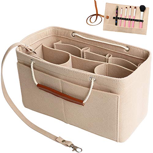 Yoillione Damen Taschenorganizer XL Innentaschen für Handtaschen Einsatz, Tasche in der Tasche Organizer Filz Handtaschen Organizer Large, Beige Bag Organizer von Yoillione