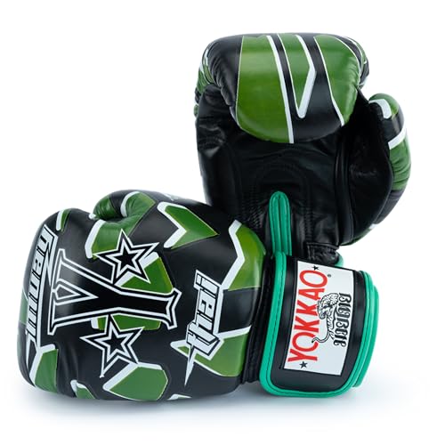 YOKKAO Muay Thai Broken Gloves- Black/Green - 14oz YOKKAO Muay Thai Broken Gloves- Black/Green - 14oz von Yokkao