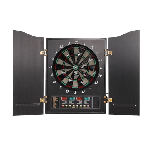 Yolancity Elektronische Dartscheibe E-Dartboards Dartautomat mit 4 LED-Anzeige und 12 Darts und 88 Pfeilkopf 27 Spiele und Adapter Elektronische Dartboard für 1-16 Spieler (Schwarz, 102 * 62cm) von Yolancity